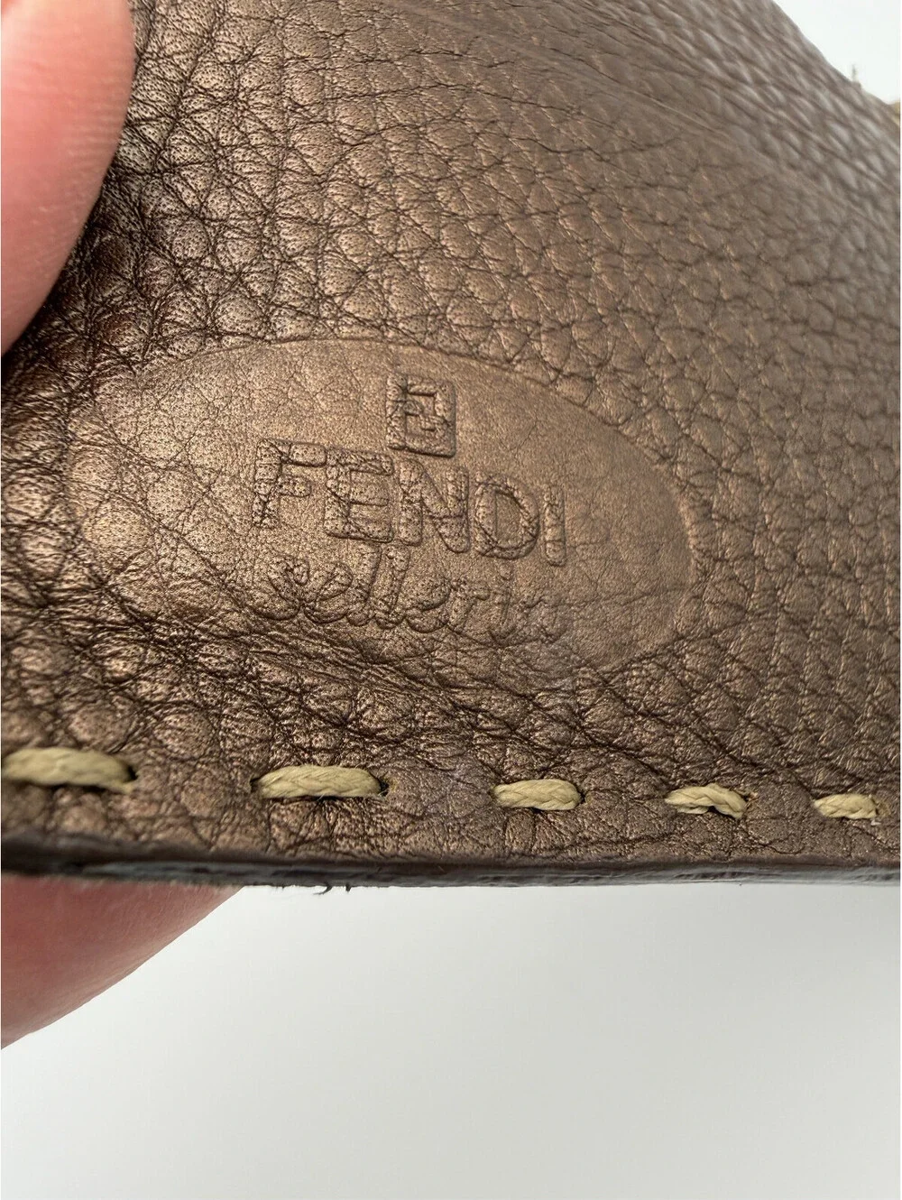 Authentic Fendi Selleria Small Bifold Wallet Hand-Stitched Roman Leather Brown